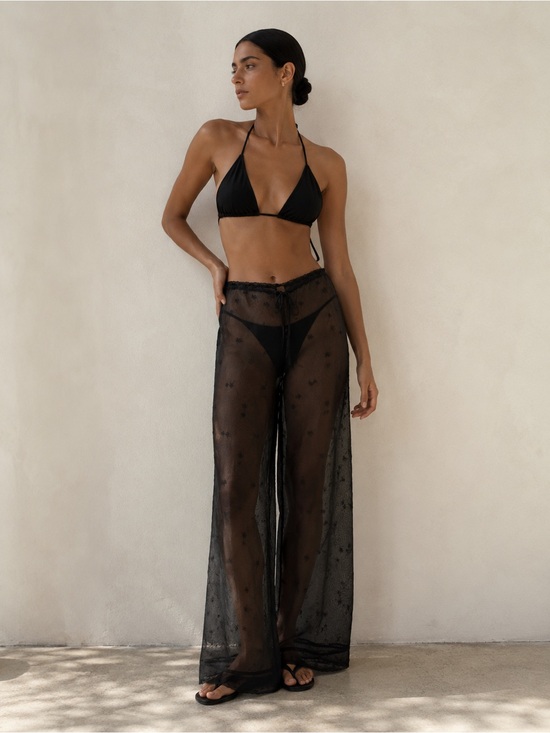 La SENZA Pants - Vintage La Senza Sheer Embroidered Wide Leg Pants Sz M